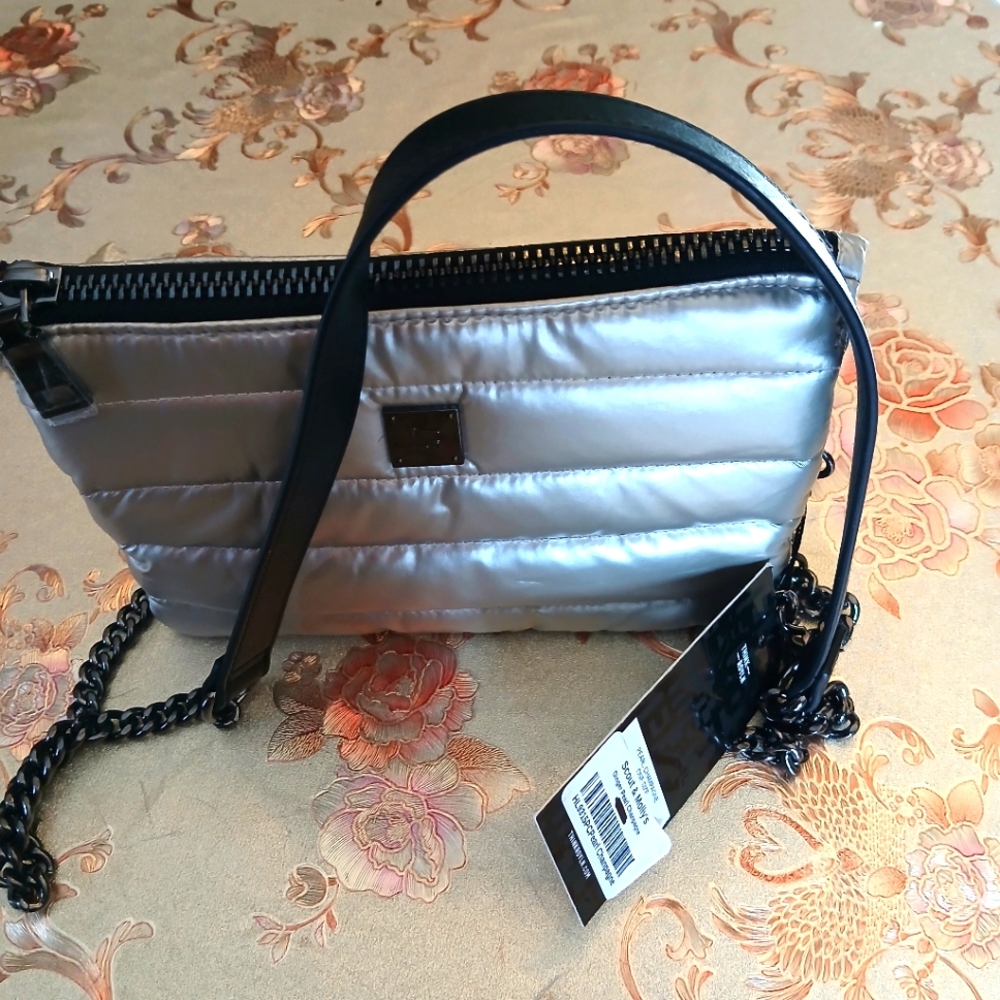 Think Royln Silver Quilted Crossbody Bag